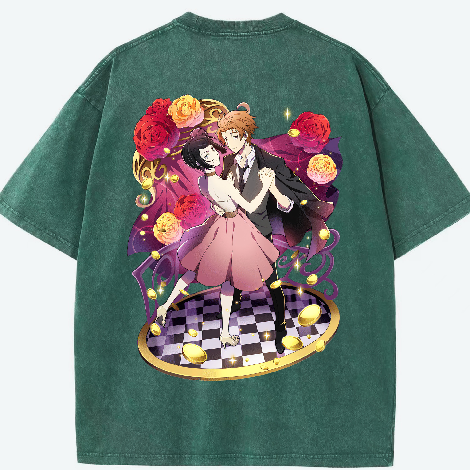 （画像用） 文豪ストレイドッグス Bungo Stray Dogs 綿100% ヴィンテージ風 半袖Tシャツ（背面プリント）